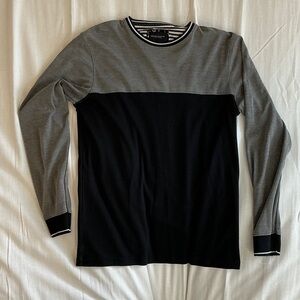 Denim & Flower Black and Gray Crew Neck Shirt